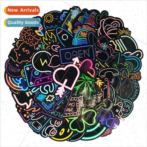 Creative neon 50 pcs of self-adhesive glossy film stickers h