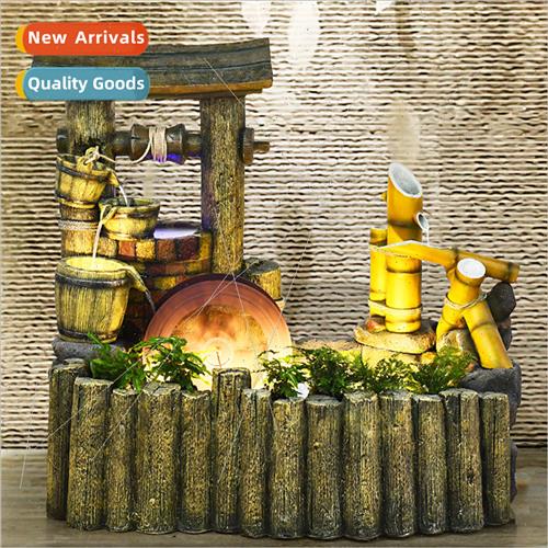 Rustic Feng Shui Wheel Ornament Patio Water Landscape Fish T