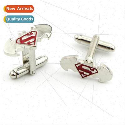Movie Jewelry Superman S  Batman Shape Cufflinks Alloy Oil D