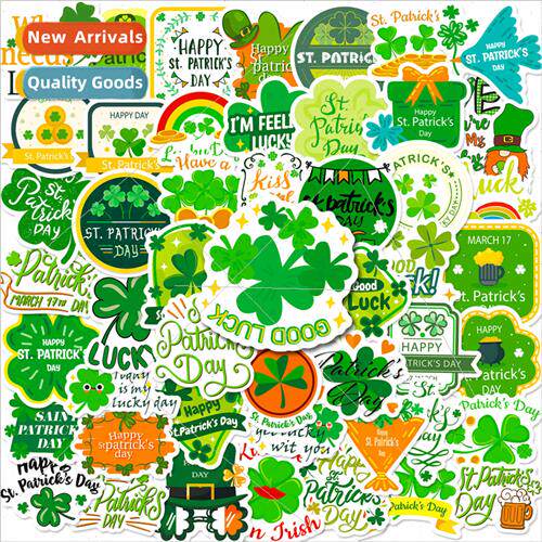 New 50 pcs diy four leaf sinsemilla stickers teum st patty w