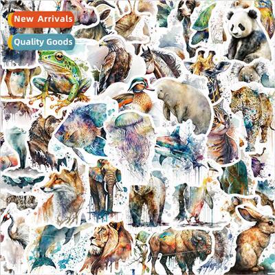 50 pcs of watercolor paintings animals graffiti material dec