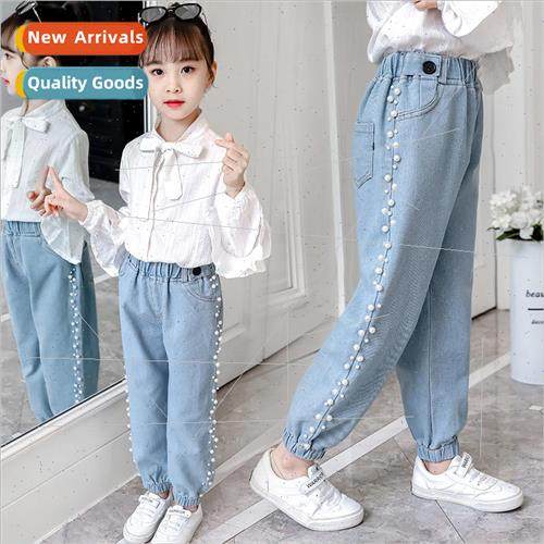 Girls jeans fall 2023 new childrens Western- booking pearl p
