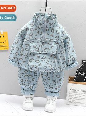 2023 spring childrens clothing two-piece Korean pullover leo