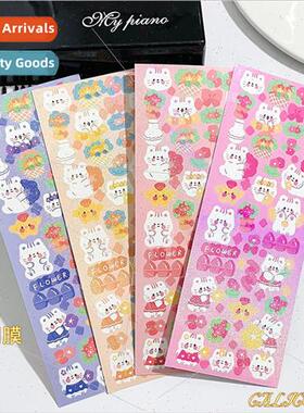 Three flowers cat laser stickers waterproof decorative diary