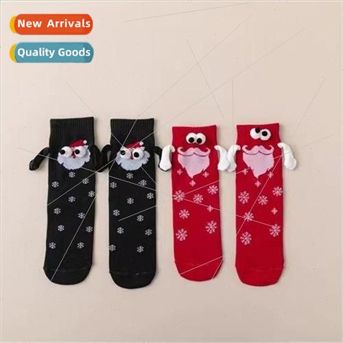 Christmas hand-holding socks women cute couple hand-holding