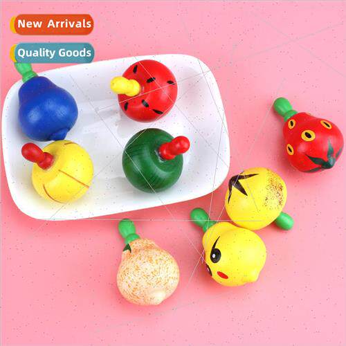 Wooden colorful fruit gyro small hand turning small gyro tra