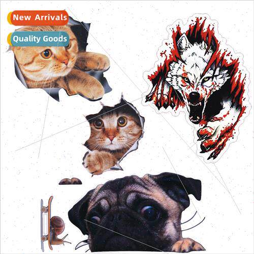 The new 3D stereo Paco quirky car stickers cute kitty wolf h