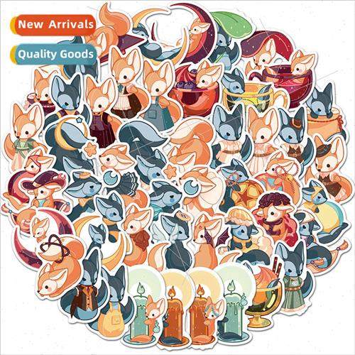 Cute fox girl handbook stickers cartoon waterproof handbook
