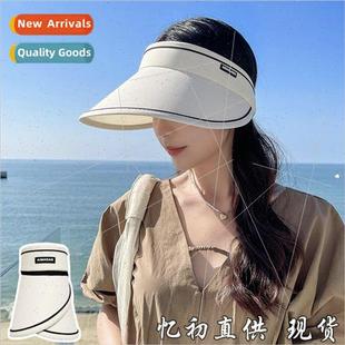 UPF50 large top sun hollow brim Korean Summer hat anti