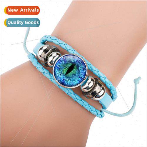 Cat Pupil Dinosaur Eye Pattern Time Gemstone Cowhide Bracele