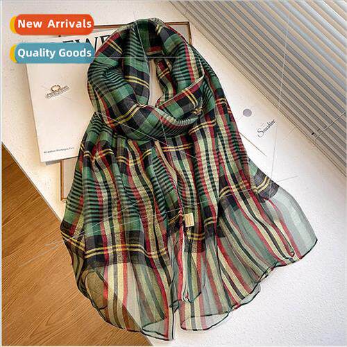 Scarf female summer shawl fashion long silk wool gold line l