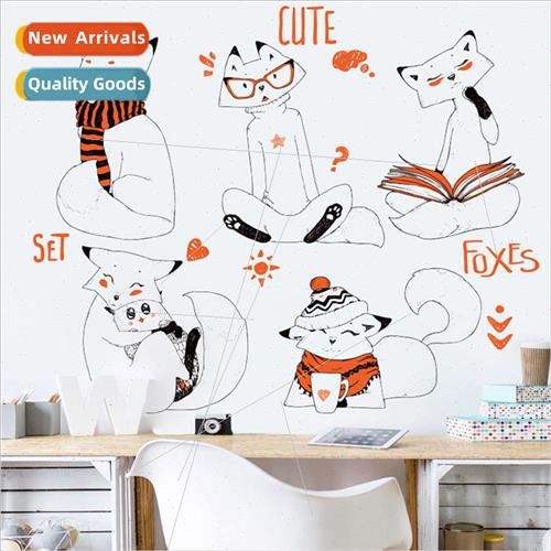 xl8379 cartoon fox childrens room background living room wal