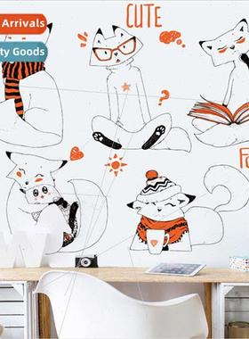 xl8379 cartoon fox childrens room background living room wal