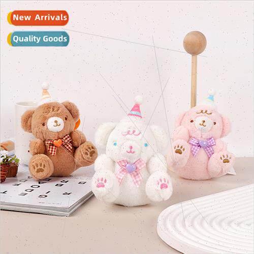 Cartoon plush cute hat bow tie bear keychain pendant doll co