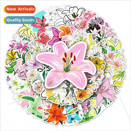 50 lilies luggage stickers flowers cartoon plants creative w