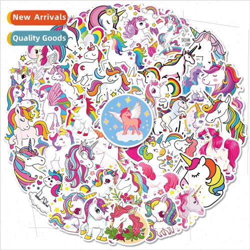 50 pcs unicorn all ages stickers cute rainbow horse mix and