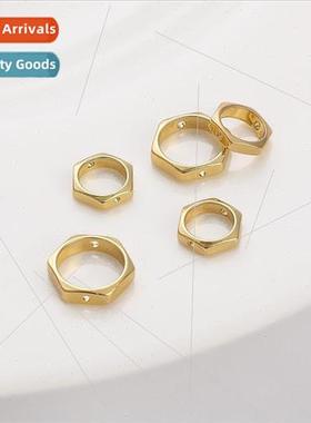 14K gold clad color preservation hollow hexagonal beads circ