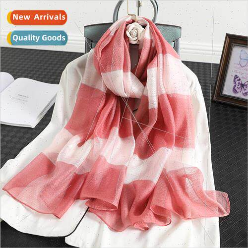 Color blocking plaid silk scarf 2020 autumn and winter new e