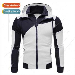 casual color two fake sports mens sweater blocking new 2022