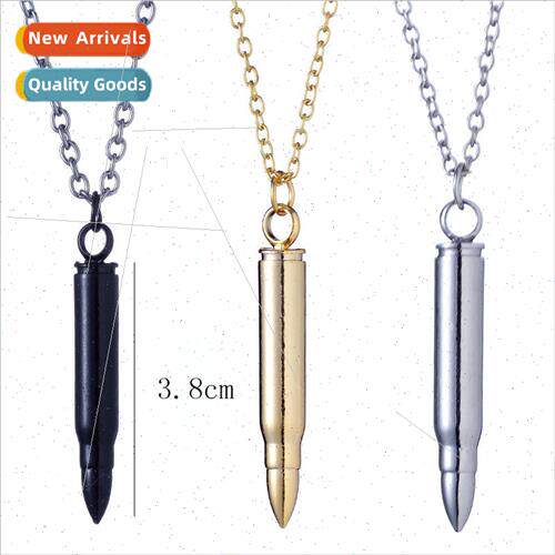 Bullet titanium pendant necklace mens bullet stainless steel
