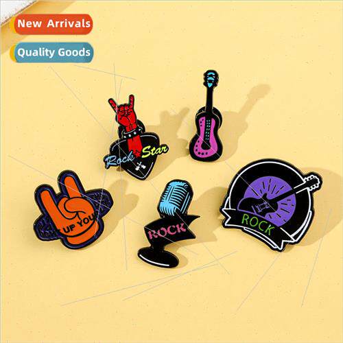 Cartoon creative music elements alloy brooch hip hop rock ba