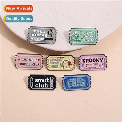 Geometric English nameplate shape metal brooch cartoon color