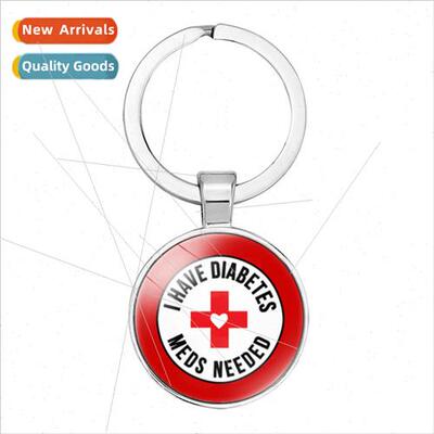 Diabetic Diabetic Medical Alert Keychain Ring Alphabet Star