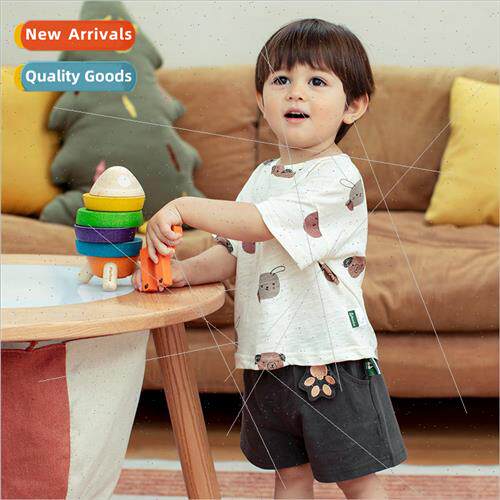 Boys 2023 new baby short-sleeved shorts cotton summer suit c