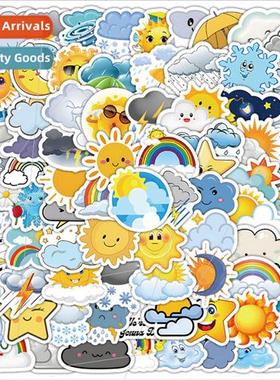 100 Weather 适用ecast Stickers Cute Weather Patterns White C