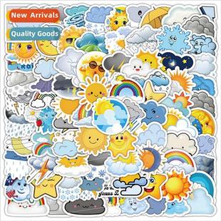 100 Weather 适用ecast Stickers Cute Weather Patterns White C