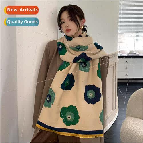 Autumn and winter new imitation cashmere scarf thickened flo