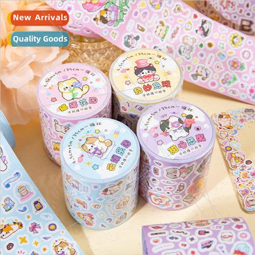Doodle die-cutting tape Variety of rice cat series cute cart