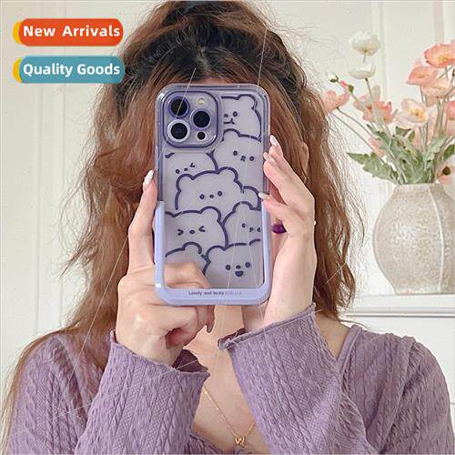 Purple Line Stacking Bear iPhone 12/11 Invisible Stand 13Pro
