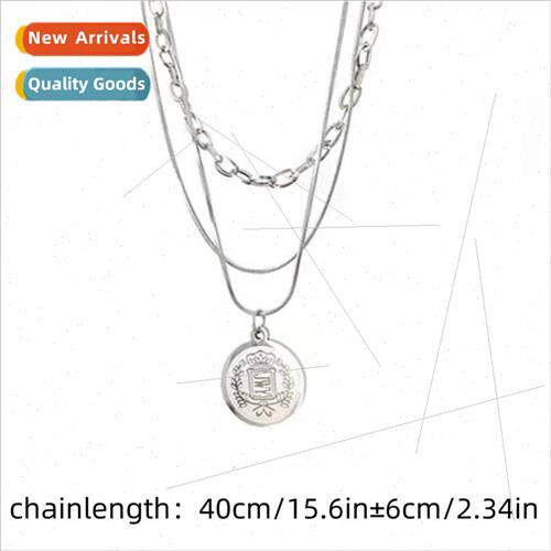 Multi-layer stacked wear round card pendant necklace men hip