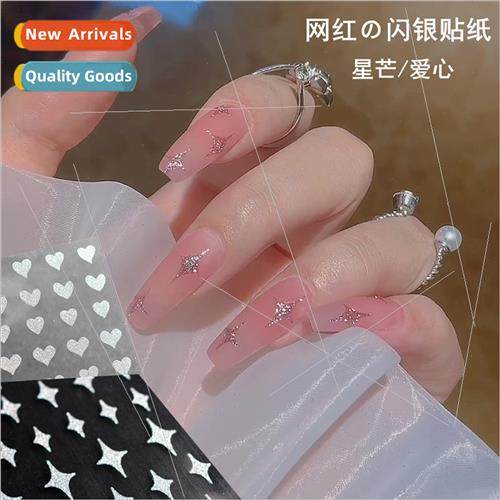 New super shiny silver nail stickers stars mango broken diam