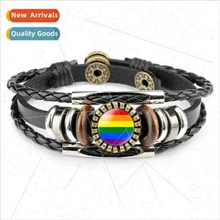 Woven Multi Layered Accessories Flag Hand Rainbow Vintage