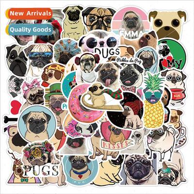 50pcs of cute animal pug stickers luggage motorcycle trolley