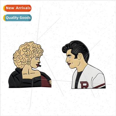 Cartoon Character Head Oil Drip Alloy Brooch Sandy and Danny