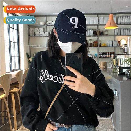 Korea hat female niche large P letters casual simple embroid