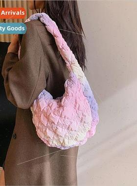 ins gradient color armpit large capacity puff bag female aut