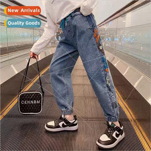 Girls jeans 2023 fall new childrens spring and autumn pants