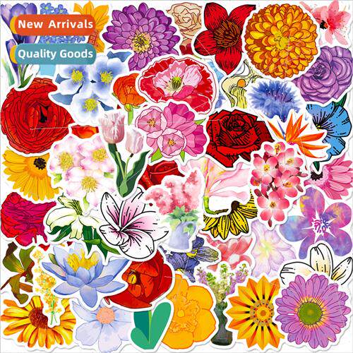 50 pcs of flowers series stickers beautiful flowers beautifu
