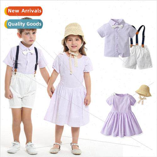 Childrens clothing summer single-breasted boys shirt back wi