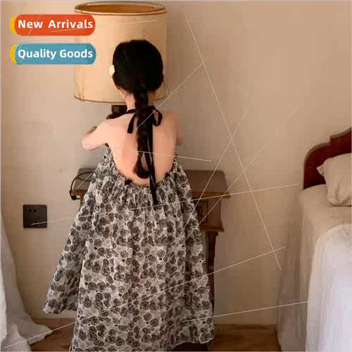 Childrens dress 2023 summer  girls Korean  of the halter bea
