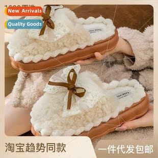 female bow soft New home slippers bottom leisure cotton
