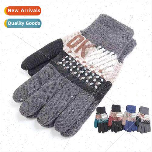 Plus size mens gloves winter woolen gloves double layer padd