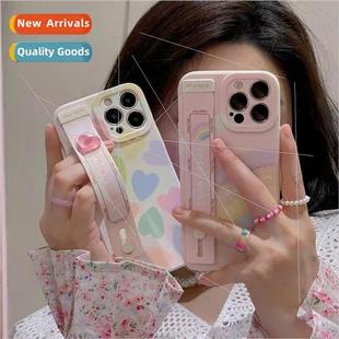 Korean  rainbow love iPhone 12/11 cat eye wristband 14ProMax