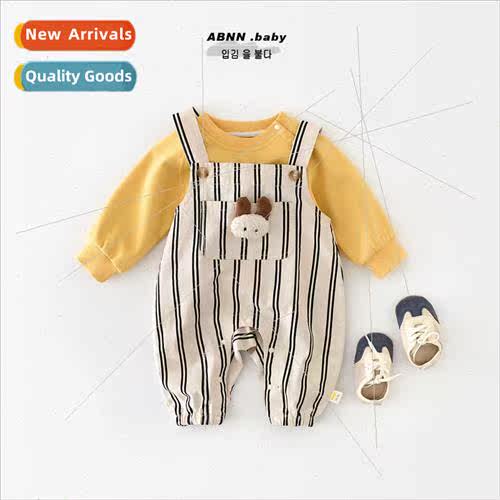 Baby one-piece clothes spring new cotton cartoon striped sle