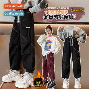 Girls padded sweatpants 2023 new middle and large children w