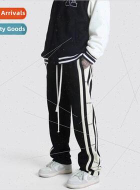 splicing side stripe pants men 2022 spring new loose straigh